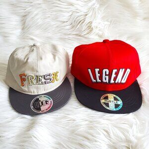 Hustle Red/Black & LIL'OG Cream Snapback Hat Cap SZ (One Size)